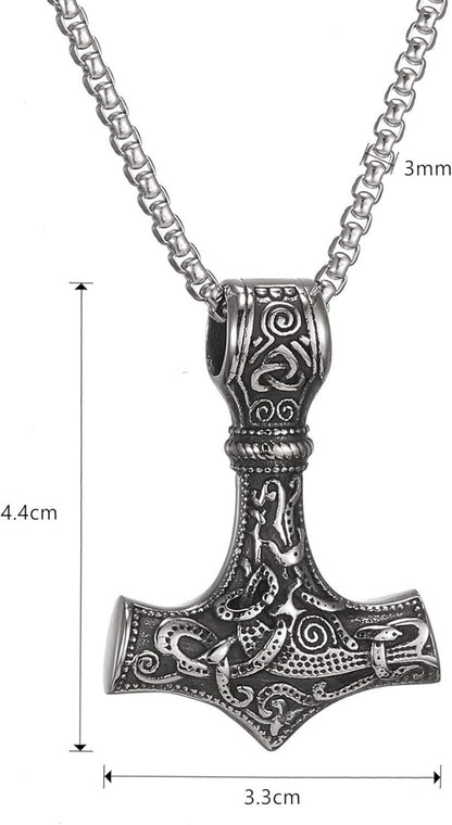 Wikinger Thors Hammer Halskette Edelstahl Männer Geschenke 50/60/70cm