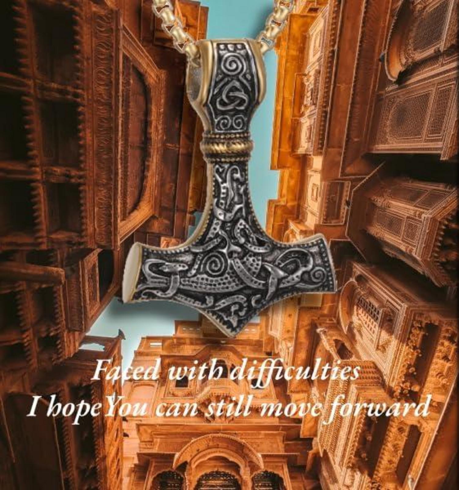 Wikinger Thors Hammer Halskette Edelstahl Mjolnir Herren 50/60/70cm Schwarz/Gold