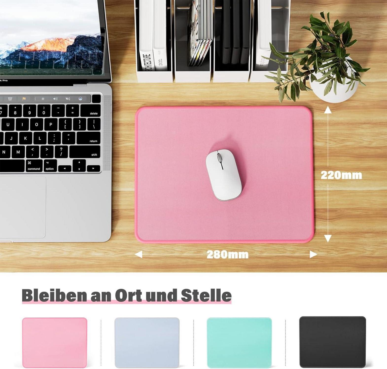 Großes Mauspad Set, Rosa, Vernähte Kanten, Rutschfest, 3er Pack