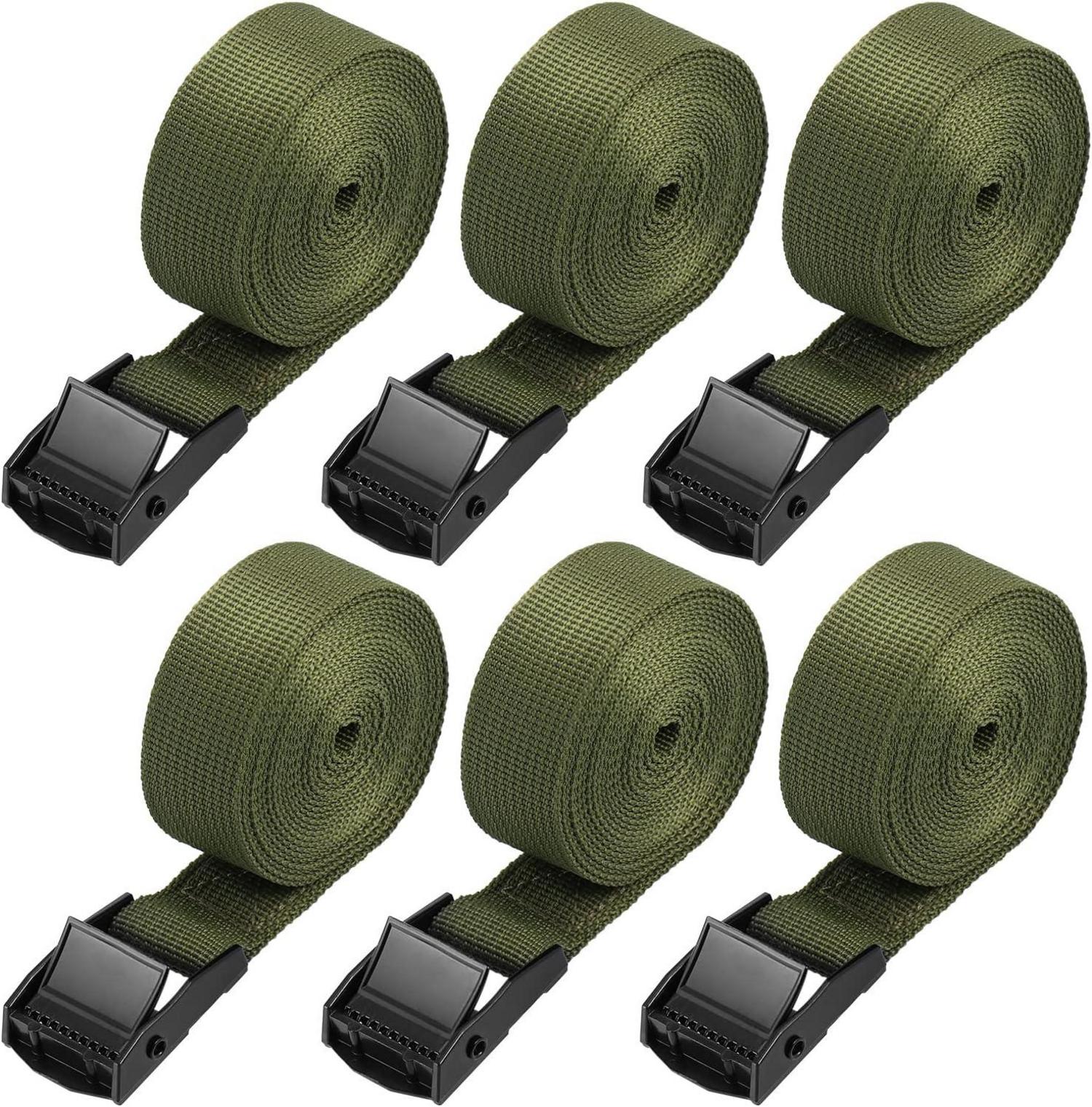 Spanngurte Zurrgurte mit klemmschloss 2,5 m verstellbar Grün 6er Pack