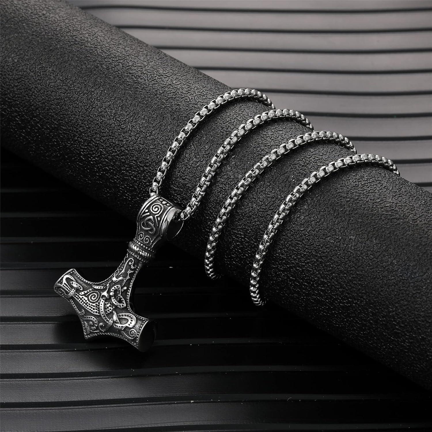Wikinger Thors Hammer Halskette - Nordische Mythologie Mjolnir Edelstahl