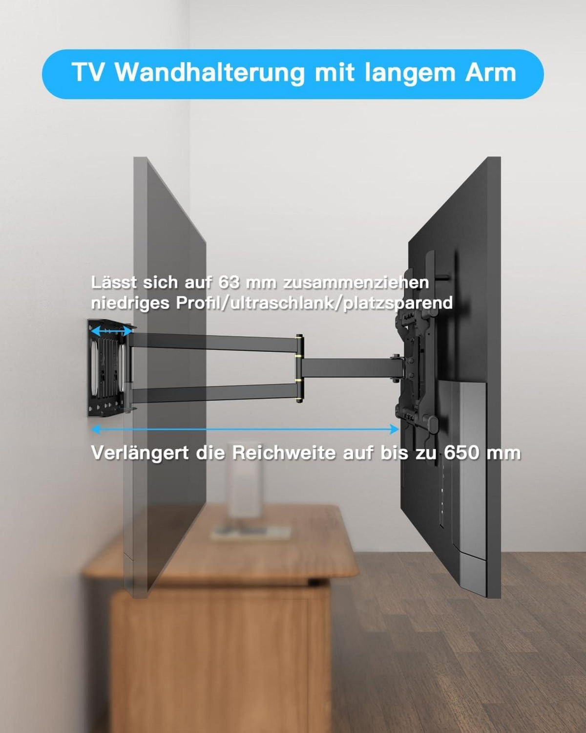 TV Wandhalterung mit langem Arm Schwenkbar Neigbar 32-70