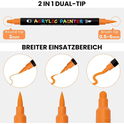 Acrylstifte 18 Farben Dual Tip wasserfest für
