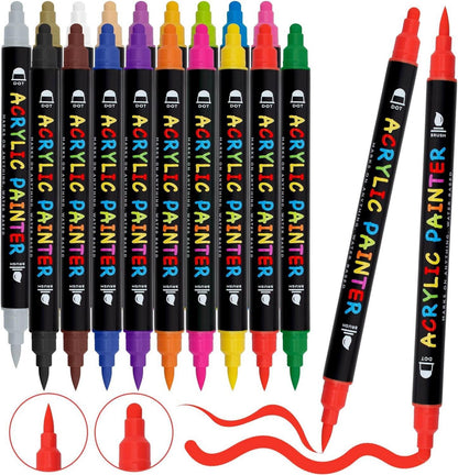 Acrylstifte Wasserfest Dual Tip 18 Farben Multimarker für Steine