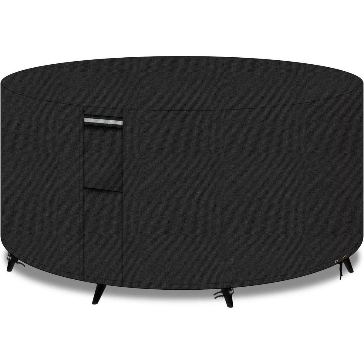 Runder Gartentisch Abdeckung 163x71cm Schwarz, Wasserdicht & Winddicht