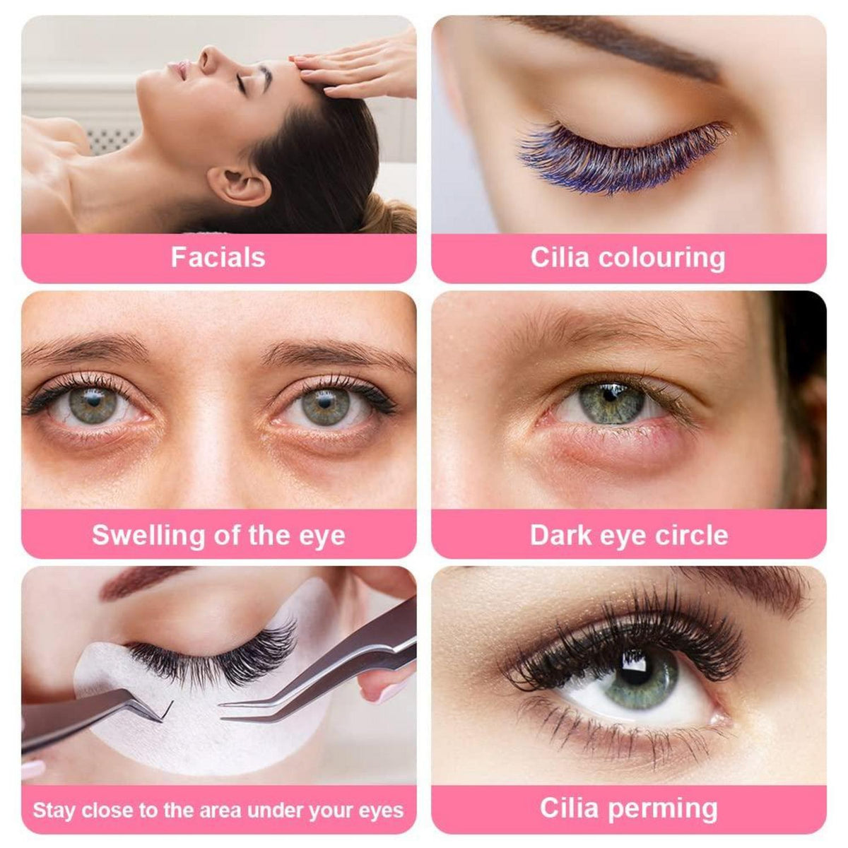 Augenpads für Wimpernverlängerung, 50 Paar Pads mit 10 Wimpernbürsten