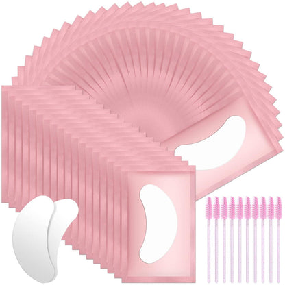 Wimpernpads für Wimpernverlängerung 50 Paar mit 10 Stk. Wimpernbürste
