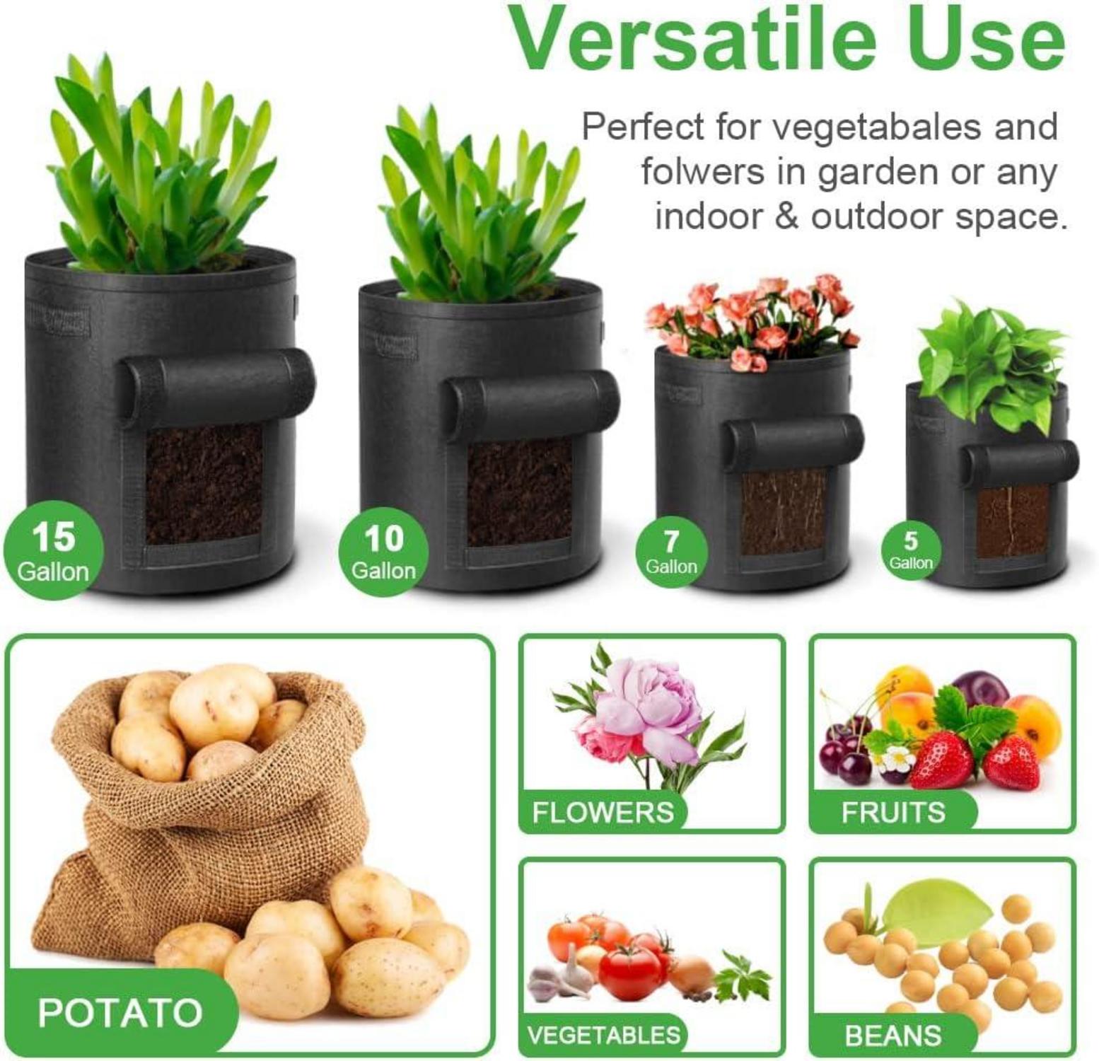 Potato Grow Bag 5er Set 15 Gallon Vegetable Plant Bags Schwarz