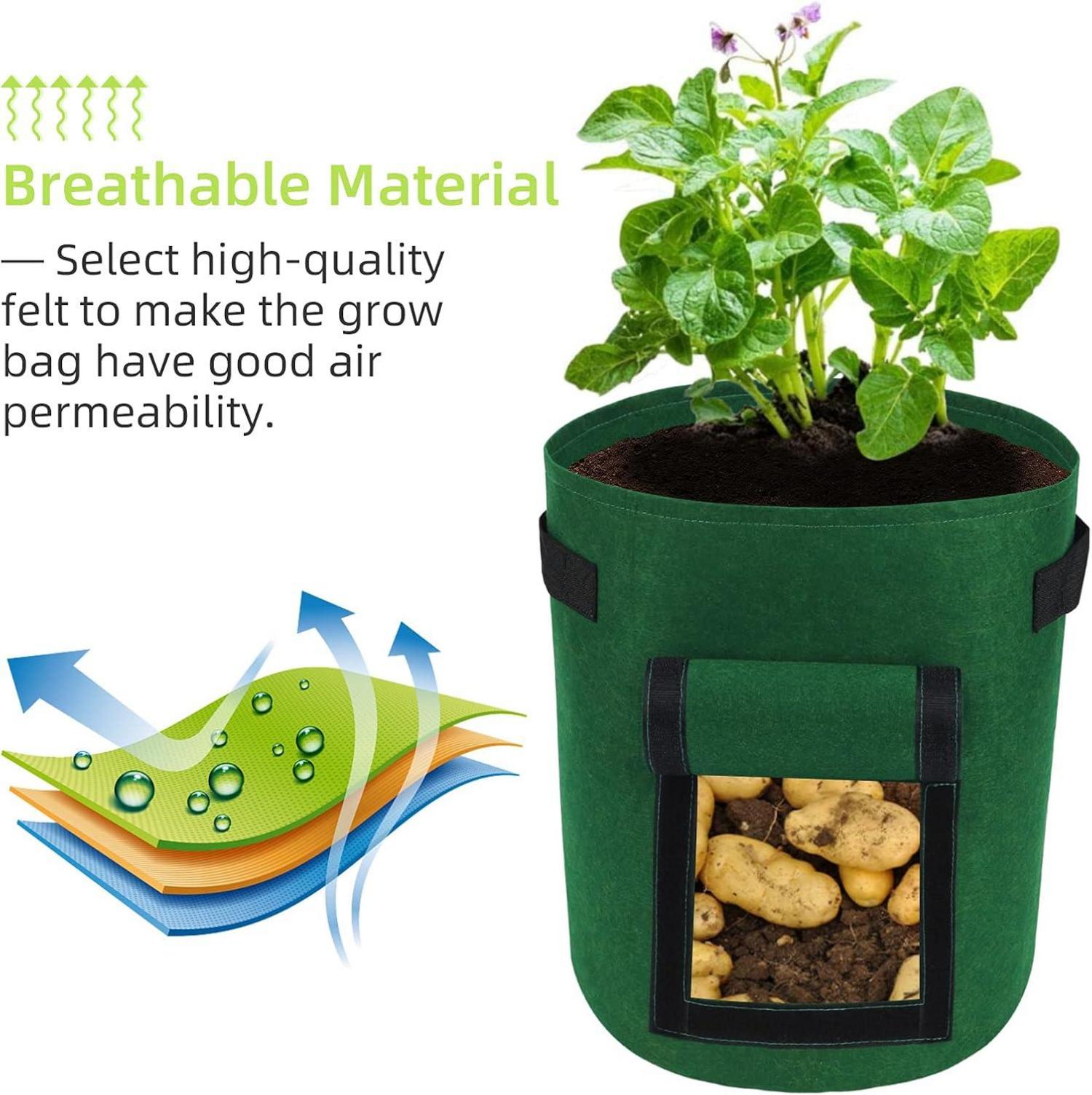 5-Pack 15 Gallonen Potato Growing Bags mit Sichtfenster und Griffen
