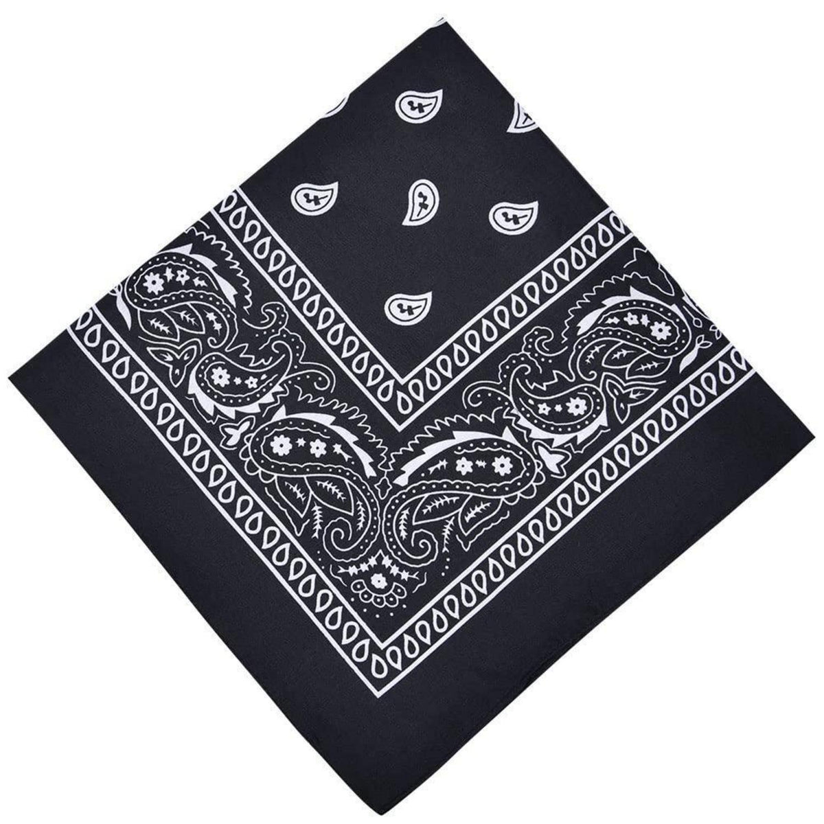 Bandana Paisley Kopftuch für Damen und Herren, Schwarz