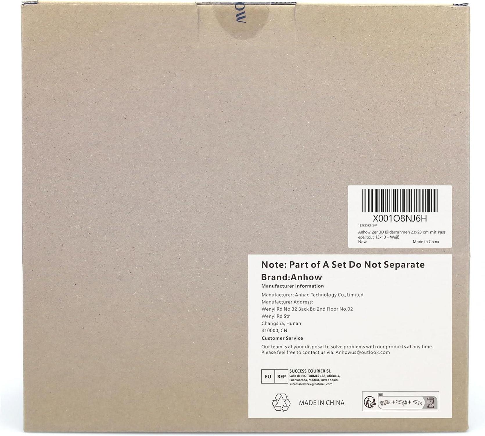 3D Bilderrahmen Set 23x23 cm Weiß Beige Passepartout - 2er Pack