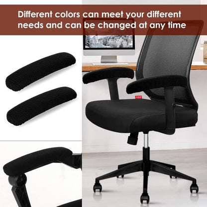 Bürostuhl Armlehne Schutz 2er Set Dehnbar Schwarz Polyester
