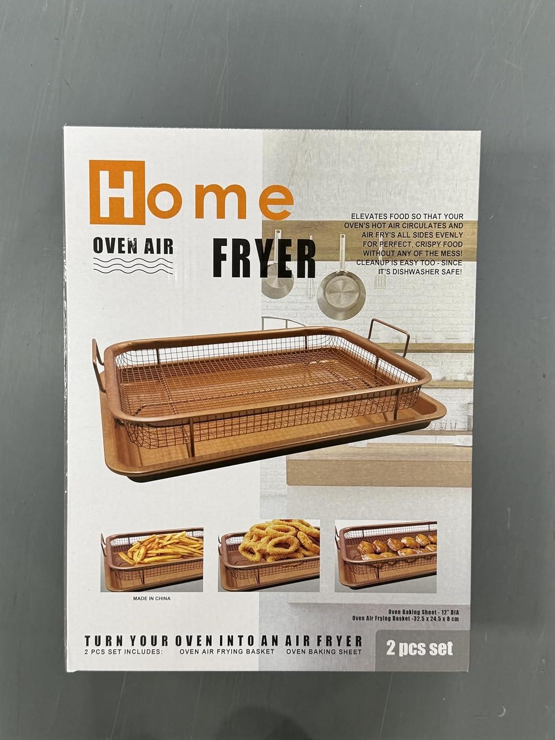 Fenghome Backblech mit Grillkorb aus Edelstahl 32.5x24.5x5.2cm