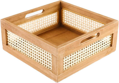 Gewebter Holzkorb mit Griffen für Küche & Schlafzimmer - Braun