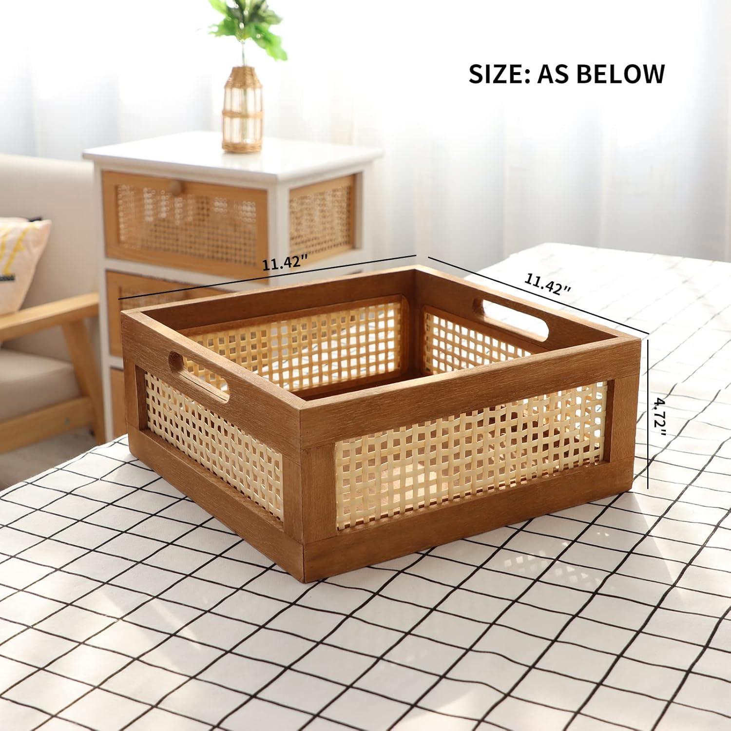 Gewebter Holzkorb mit Griffen für Küche & Schlafzimmer - Braun