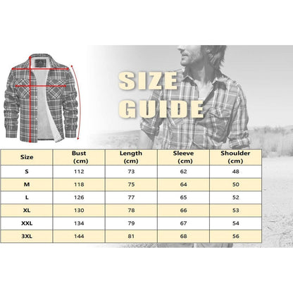Herren Winterjacke Hemd Kariert Gefüttert Baumwolle Grün 3XL