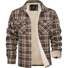 Herren Winterjacke Hemd Kariert Braun – Gefüttert & Warm