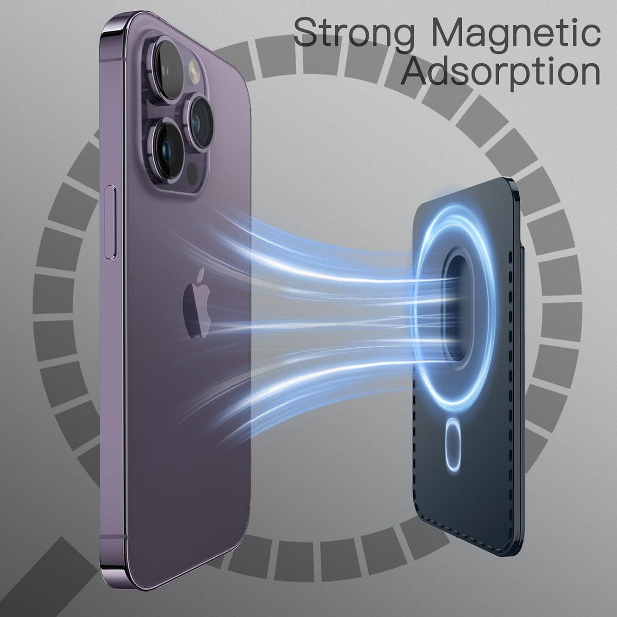 Magnetische Wallet für iPhone 16/15/14/13/12 Serie, PU Kartenhalter