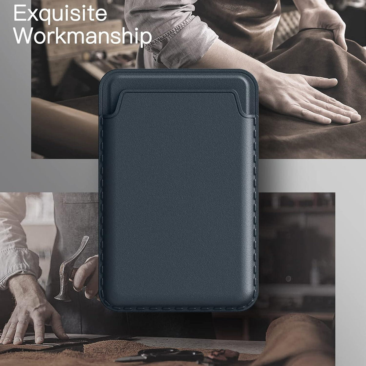 Magnetische Wallet für iPhone Serie, PU Kartenhalter Blau