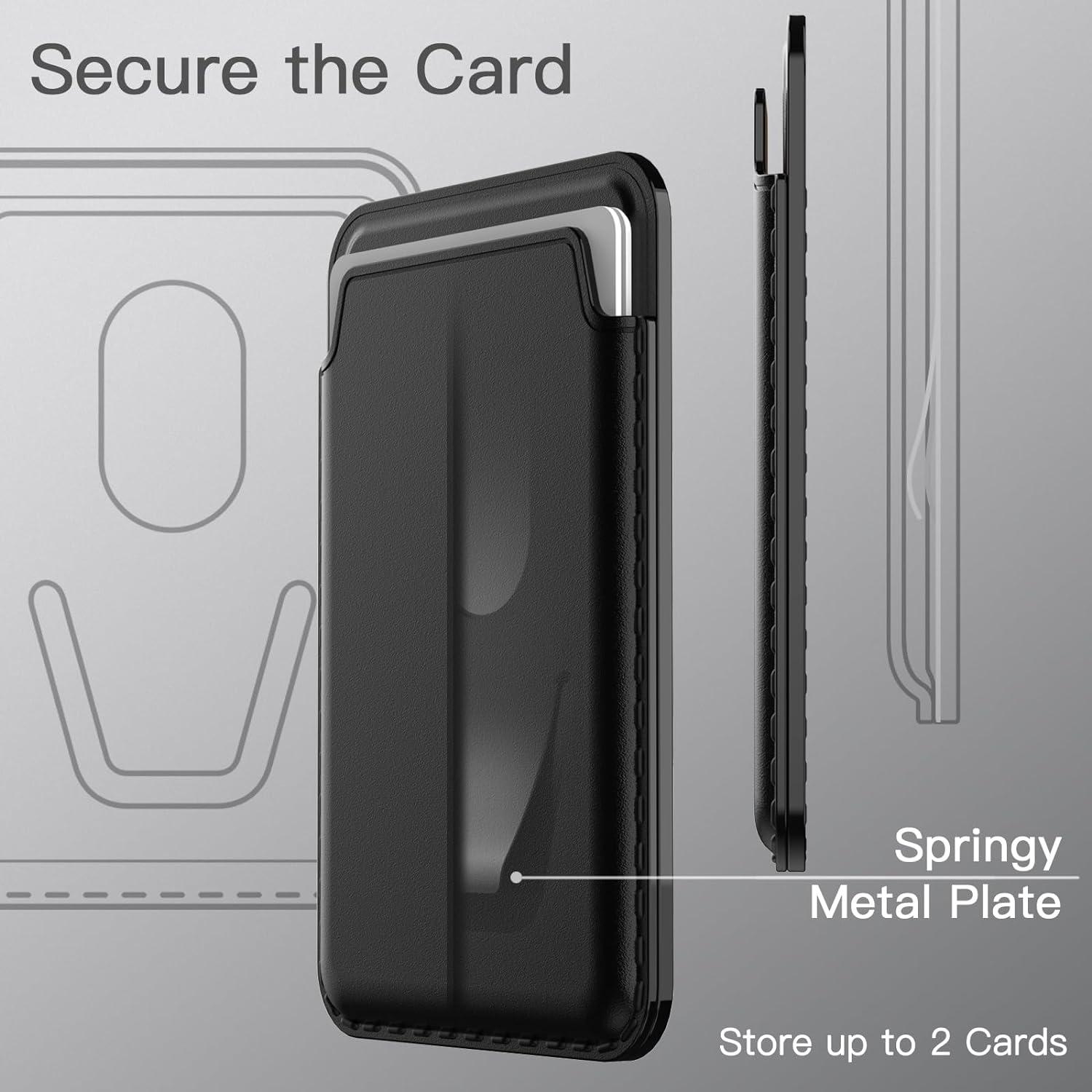 Magnetische Wallet für iPhone 12/13/14/15/16, PU Schwarz Kartenhalter