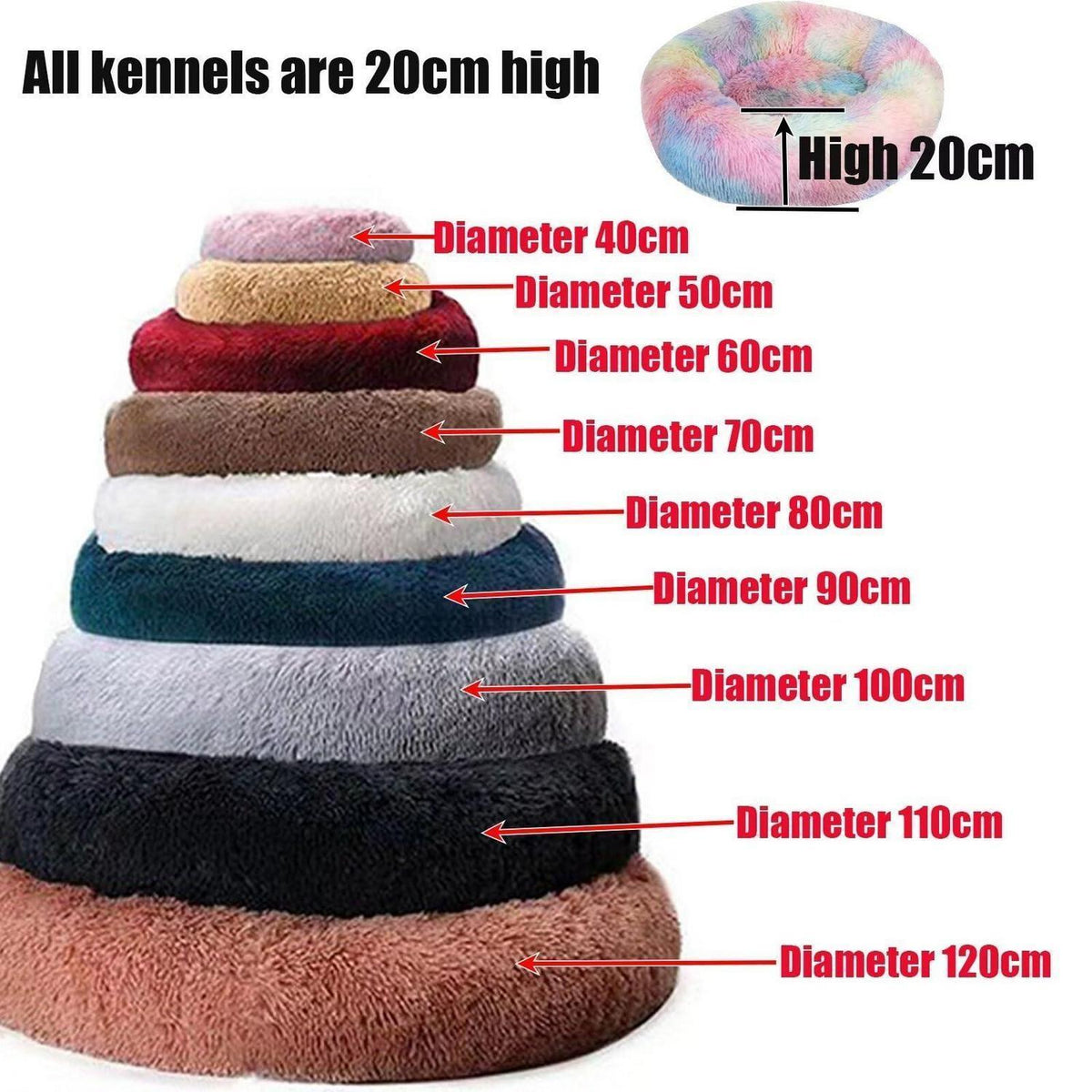 Rundes Hundebett Plüsch – Flauschig & Waschbar, Blau 110cm