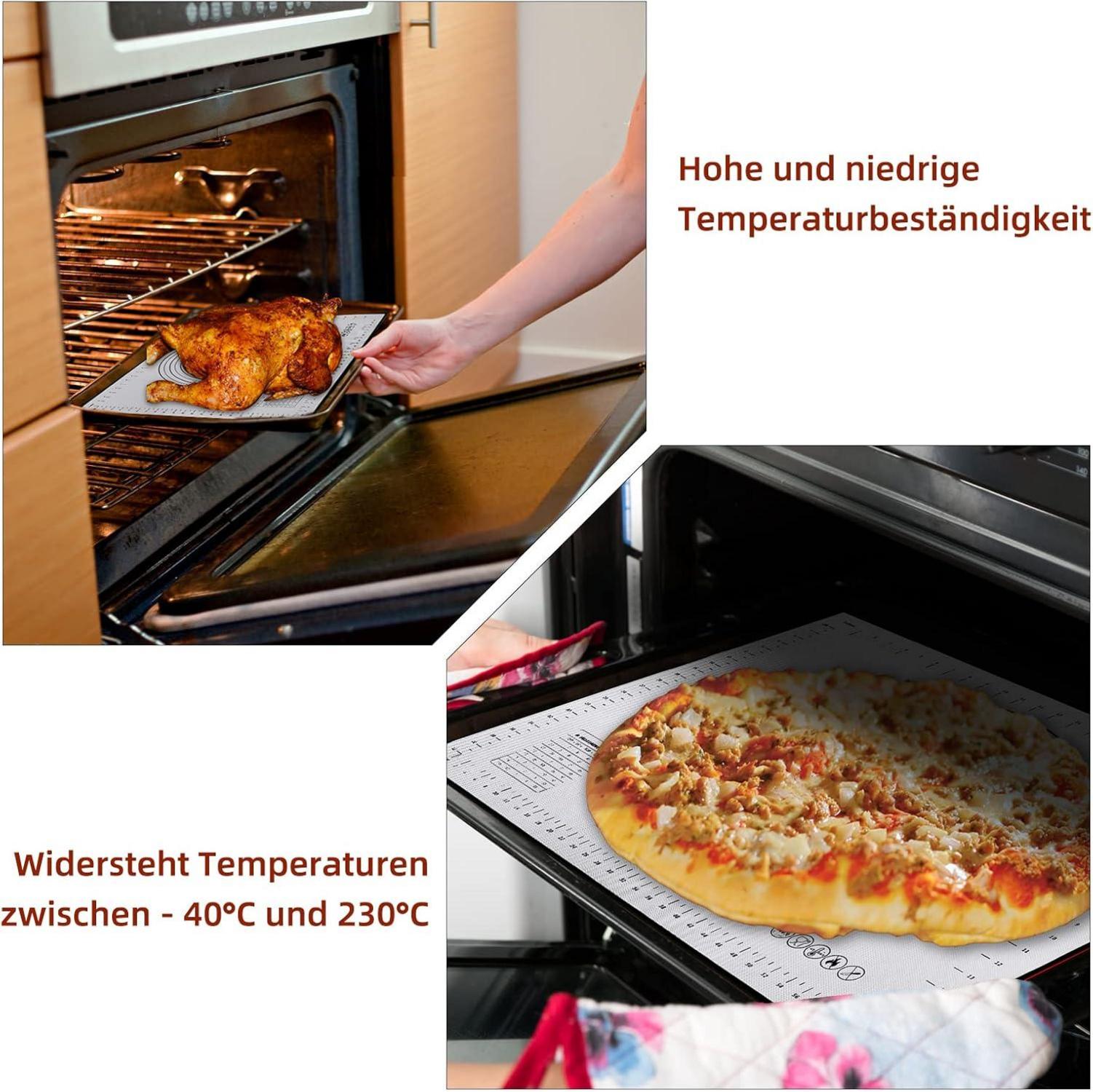 Silikon Backmatte Groß 70x50cm Antihaft Ausrollmatte Backzubehör mit