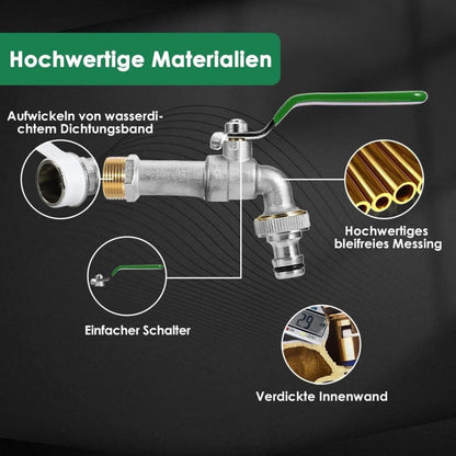 Wasserhahn Garten Premium Messing Rost-und Frostsicher 3/4 Zoll