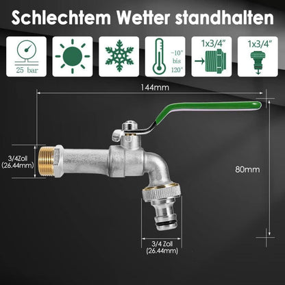 SPGOOD Premium Wasserhahn aus Messing 3/4 Zoll mit Schlauchanschluss & Rollendichtband, Rost- und Frostsicher
