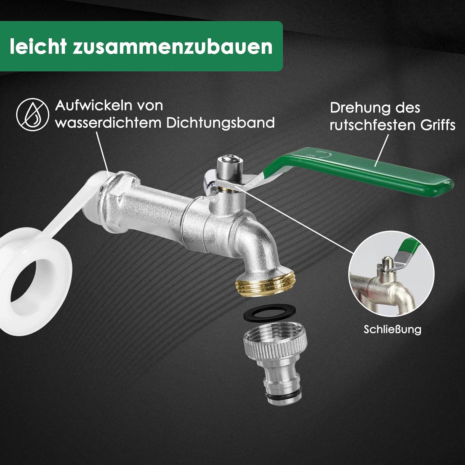 SPGOOD Garten Wasserhahn Premium Messing 3/4 Zoll Rost- Frostsicher Grün