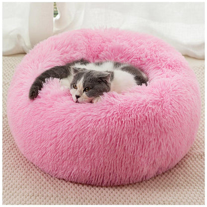 Flauschiges Rundes Hundebett 90cm Rosa – Kuschelig & Waschbar