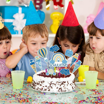 Tortendeko Einschulung Junge 13Pcs Cake Topper ABC 123 Kuchen Deko