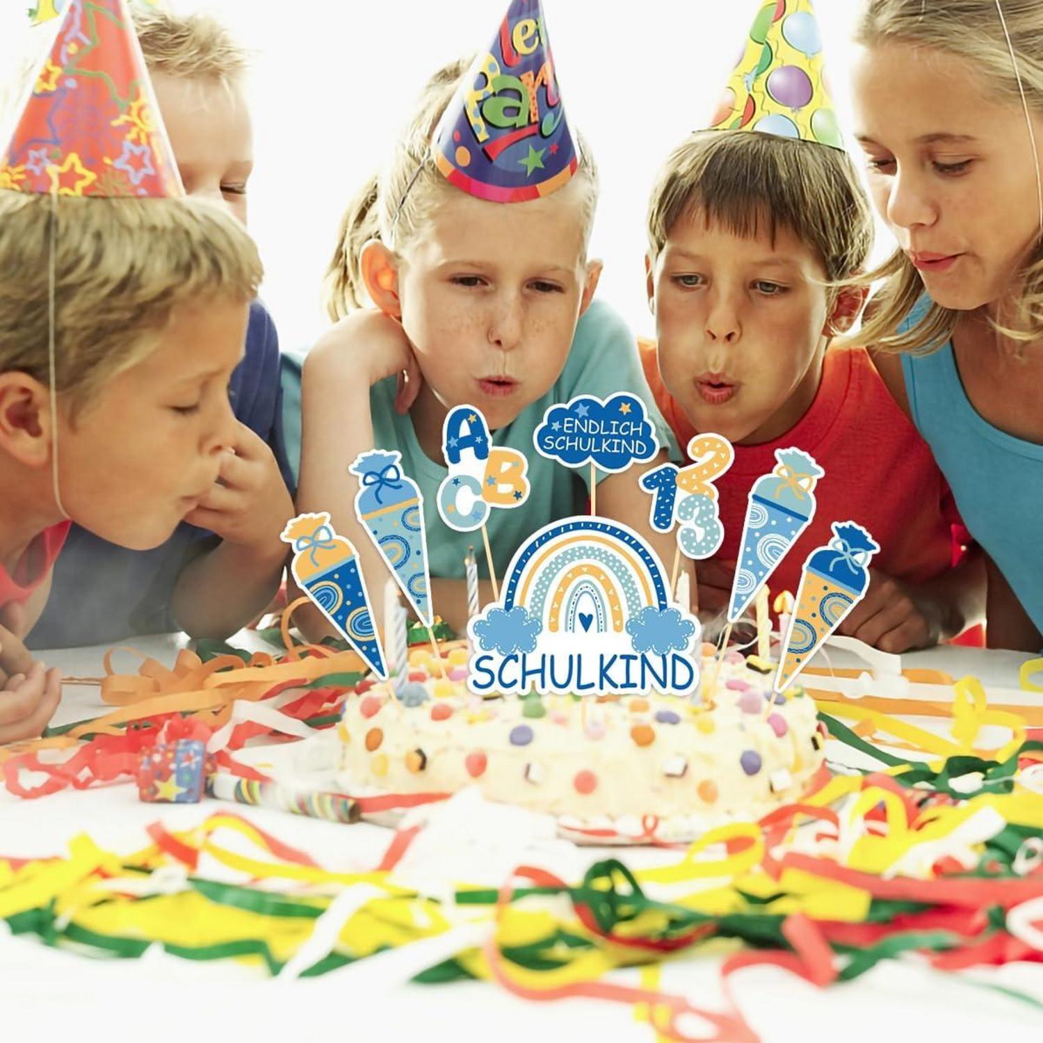 Einschulung Junge Kuchendeko 13Pcs Cake Topper ABC 123 Schulanfang