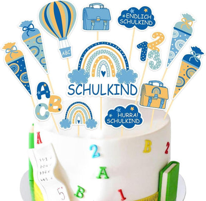Einschulung Junge Kuchendeko 13Pcs Cake Topper ABC 123 Schulanfang