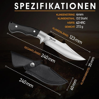 Outdoor Survival Messer D2 Klinge Full Tang Fahrtenmesser