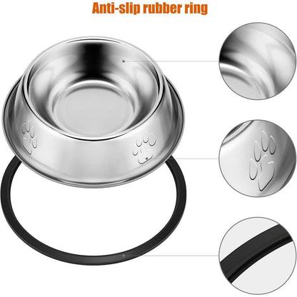 Katzennapf 4er Set mit Katzen Spielzeug Edelstahl 15,5 cm