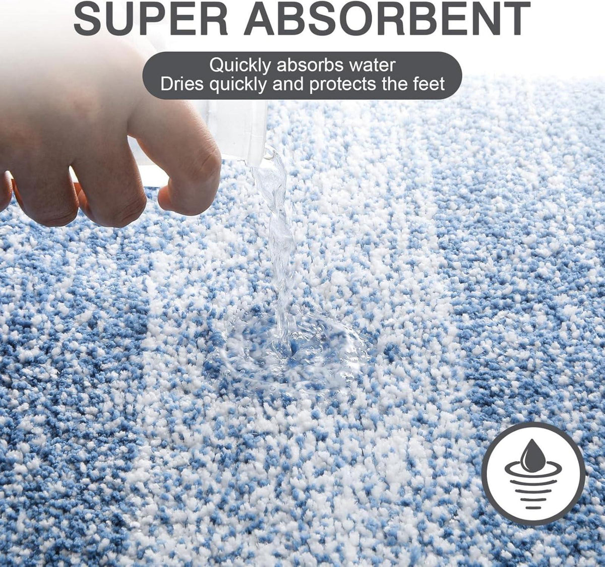 Enyhom Badteppich 45x65cm Weiche rutschfeste Badezimmermatte Blau
