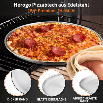 Herogo Pizzablech 4er Set 30 cm Edelstahl Rund Pizzaform