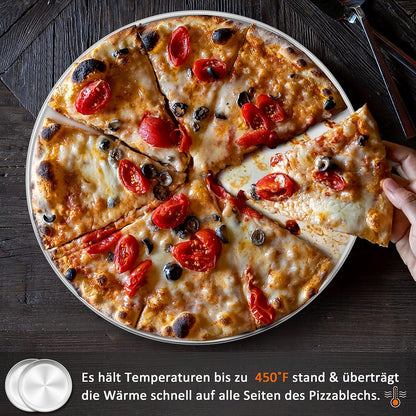 Edelstahl Pizzablech Set Rund 30cm, Backen Braten Servieren