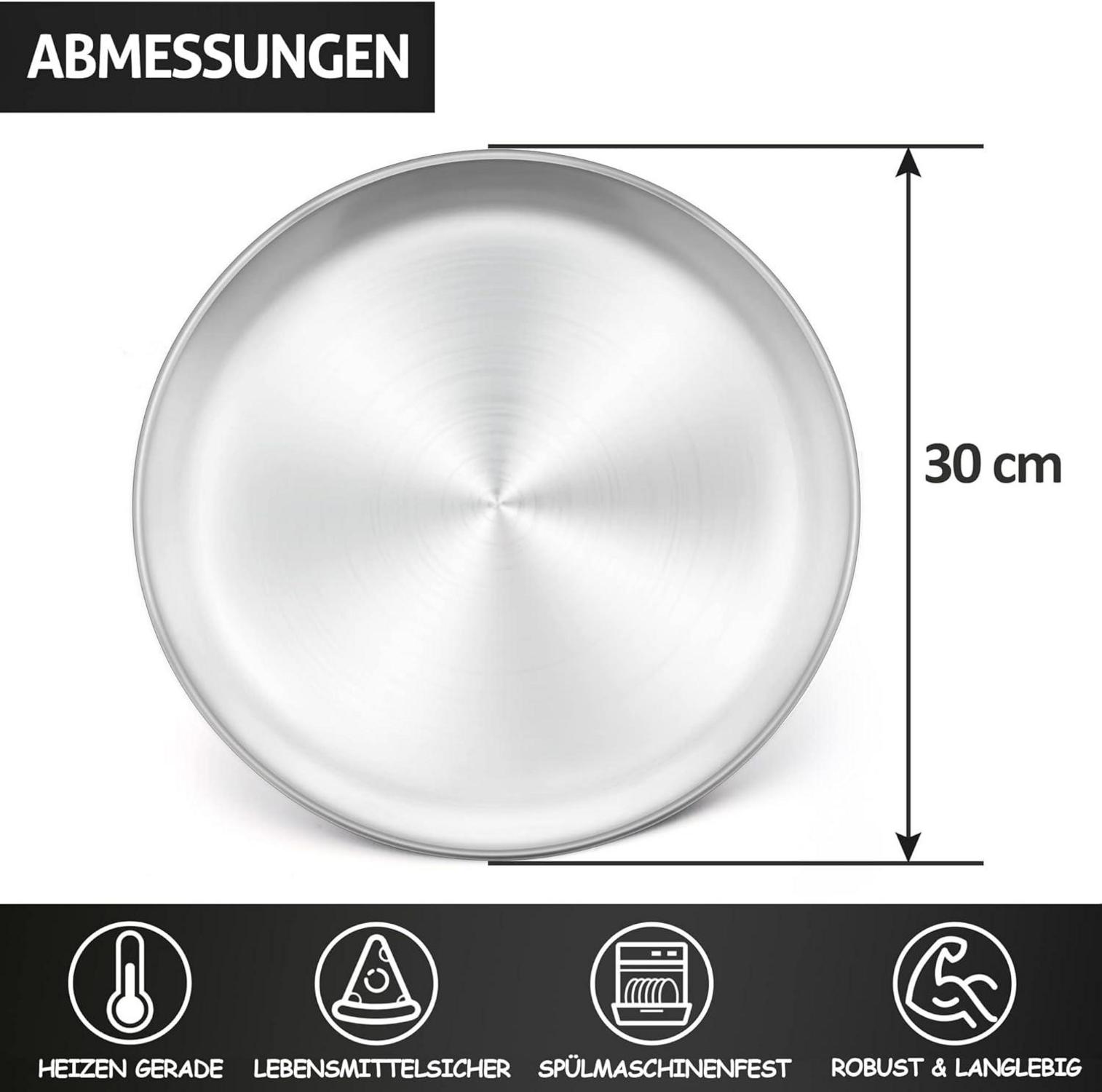 Pizzablech Edelstahl 4er Set 30 cm Rund, robust