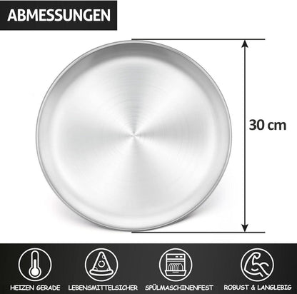 Pizzablech Edelstahl 4er Set 30 cm Rund, robust