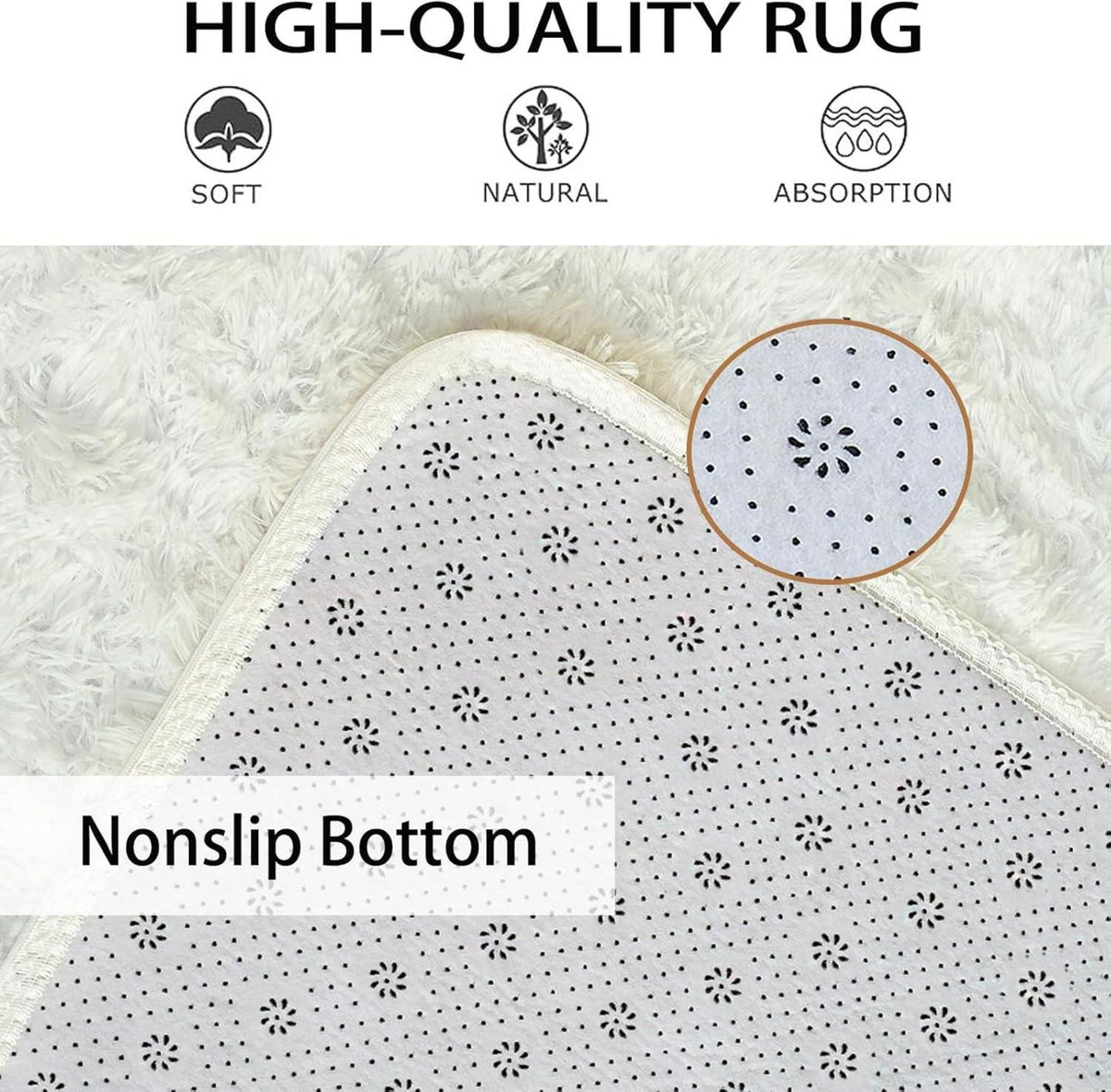 Weicher Hochflor Teppich Flauschig Anti-Rutsch Indoor 160x230 cm