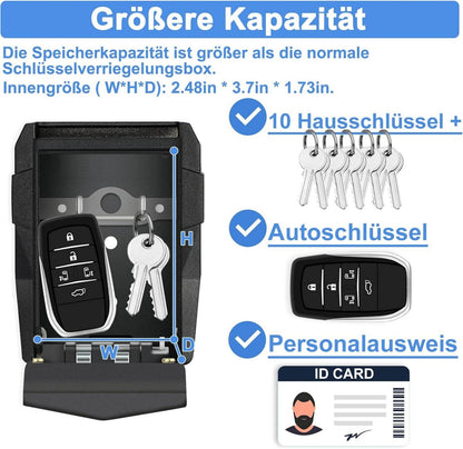 ZHEGE Schlüsseltresor Zahlencode Außen Groß Schwarz 10+ Schlüssel Auto