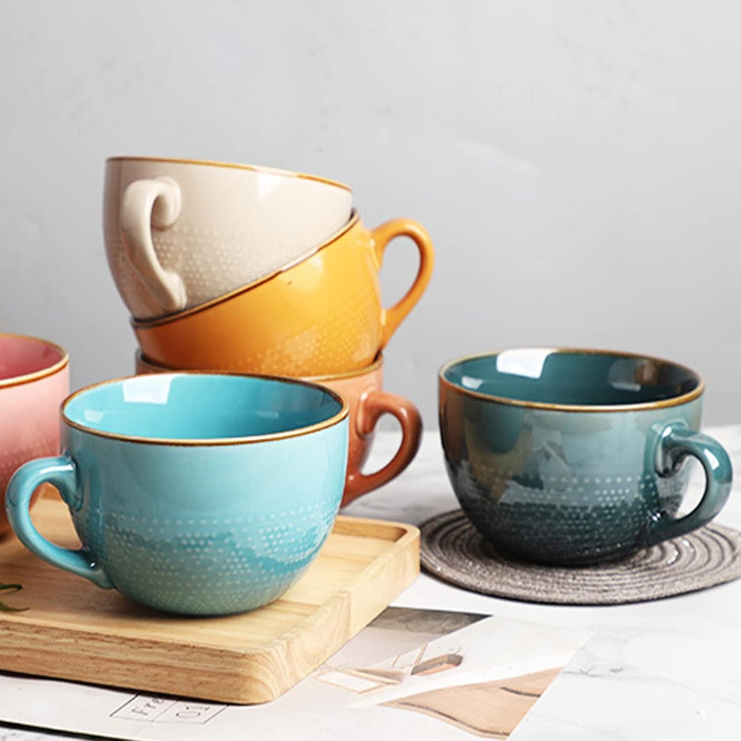 Große Keramik Suppentasse 700ml Kaffeetasse Jumbotasse XXL Blau