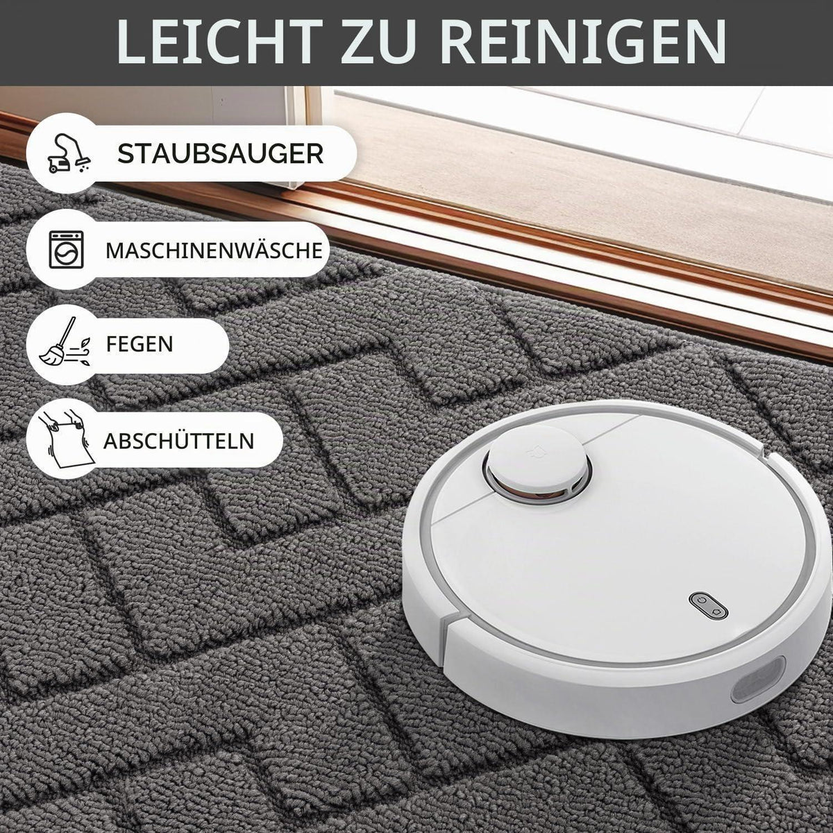 Fußmatte Innen 80x100cm – Rutschfest & Saugfähig, Grau