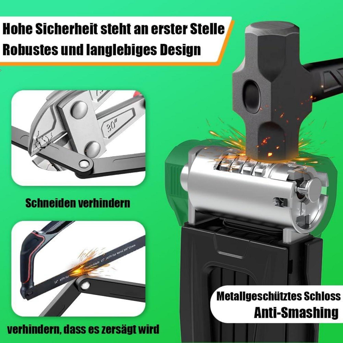 RBRL Fahrradschloss Zahlenschloss 110cm Starkes Stahl Stäben