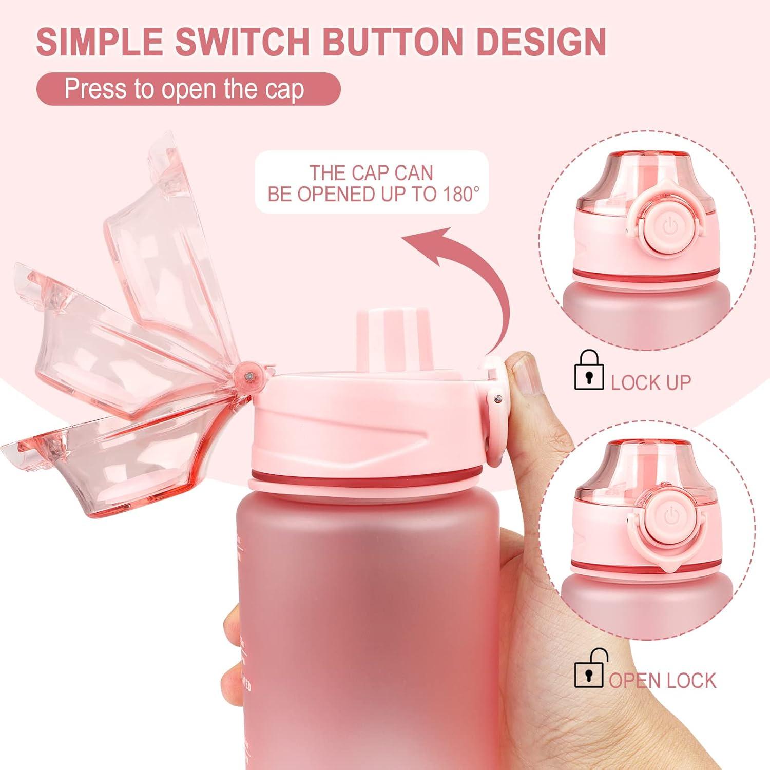 Sport Trinkflasche 1L BPA-frei Tritan Wasserflasche Rosa 1000ml mit Verschlussdeckel
