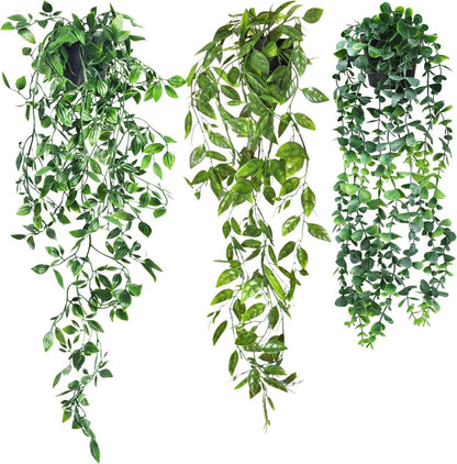 3er-Set Hängepflanzen Künstlich mit Topf 55-85cm Kunstpflanze Hängend