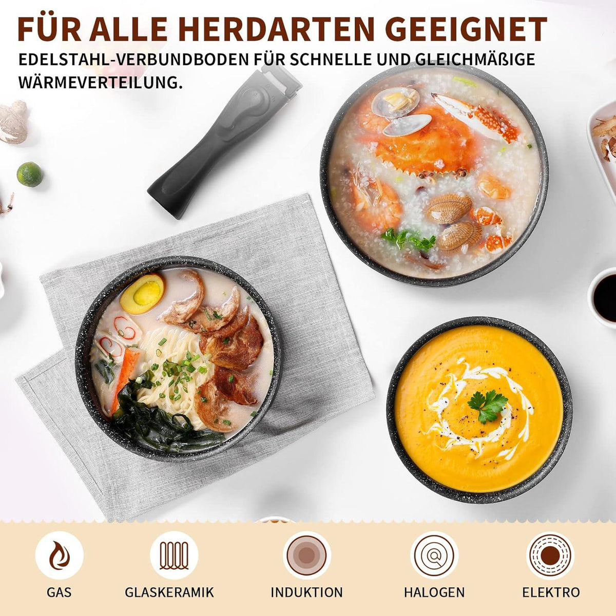 Kochtopf Set 7tlg Induktion Geschirr Antihaftbeschichtet