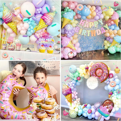 Daidle Geburtstagsdeko Mädchen Kindergeburtstag Süßigkeiten Donut Luftballons Glitzer Girlande