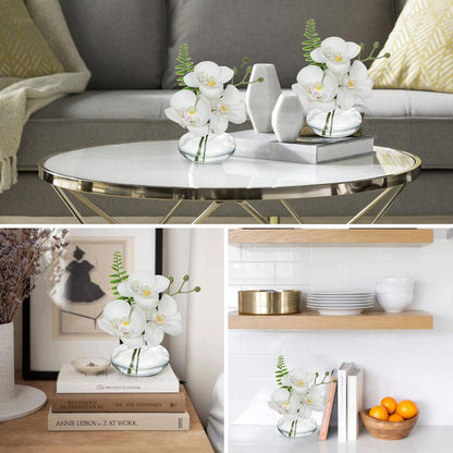 Kunstblumen Orchideen Deko 3er Set Glasvase Bad Wohnzimmer Büro